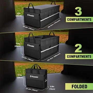 K KNODEL Car Trunk Organizer, 3 Compartments Storage
