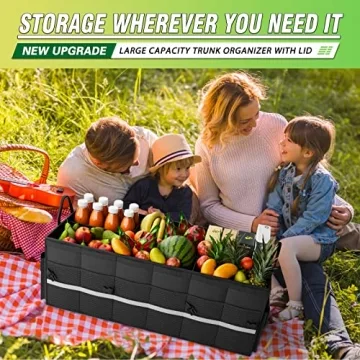 K KNODEL Car Trunk Organizer, 3 Compartments Storage