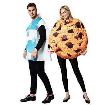 ReneeCho Couple Costume Halloween Food Cookies and Milk Carton Box Adult Men Women