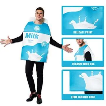 ReneeCho Couple Costume Halloween Food Cookies and Milk Carton Box Adult Men Women