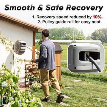 GLAHODEN 1/2"115ft & 5/8"65ft Retractable Garden Hose Reel Wall Mounted