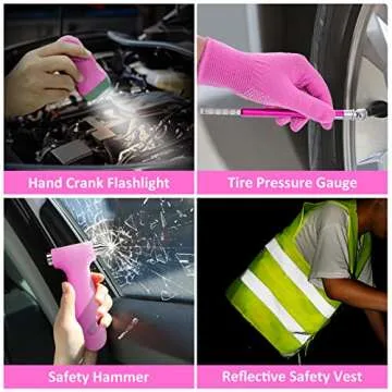 HLWDFLZ Car Roadside Emergency Kit - 17pcs Winter Traveler Safety Road Side Assistance Kits, Car Kit Essentials for Men, Women, Teen