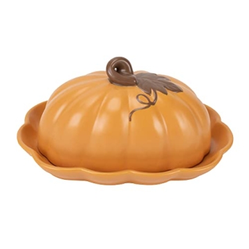 Nat & Jules Pumpkin Shaped Butter Dish for Fall Events