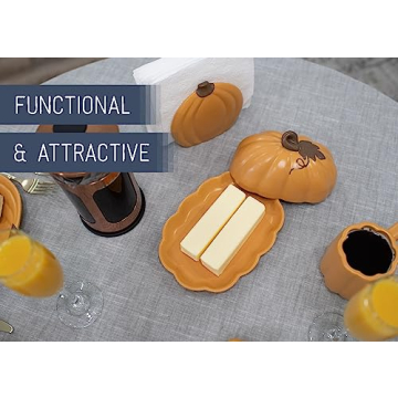 Nat & Jules Pumpkin Shaped Butter Dish for Fall Events