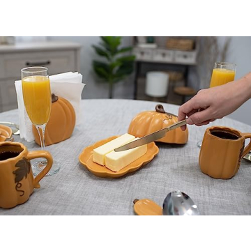 Nat & Jules Pumpkin Shaped Butter Dish for Fall Events