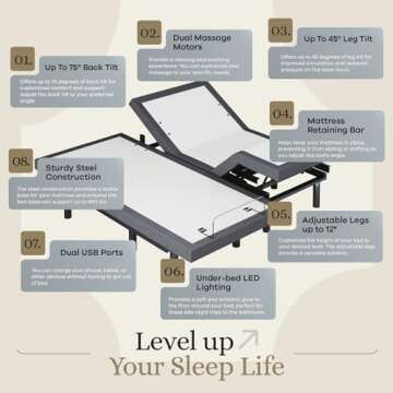 Sven & Son Adjustable Bed Base for Ultimate Sleep Comfort