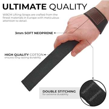 WARM BODY COLD MIND Lasso Lifting Wrist Straps for Cross Training - Rated at 770 lb - Hand Wraps for...