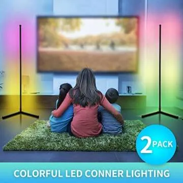 LED Corner Floor Lamp for Living Room, 2 Pack, Lit Lamp LED, RGB Dream Color Changing Modern Mood Li...