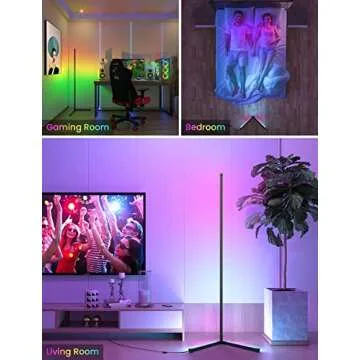LED Corner Floor Lamp for Living Room, 2 Pack, Lit Lamp LED, RGB Dream Color Changing Modern Mood Lighting, Bluetooth APP and Remote Control Music Sync Great Theater Lighting Effect for Home