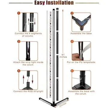 LED Corner Floor Lamp for Living Room, 2 Pack, Lit Lamp LED, RGB Dream Color Changing Modern Mood Lighting, Bluetooth APP and Remote Control Music Sync Great Theater Lighting Effect for Home