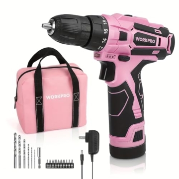 Stylish WORKPRO Pink Cordless Drill - Ideal Gift for Her
