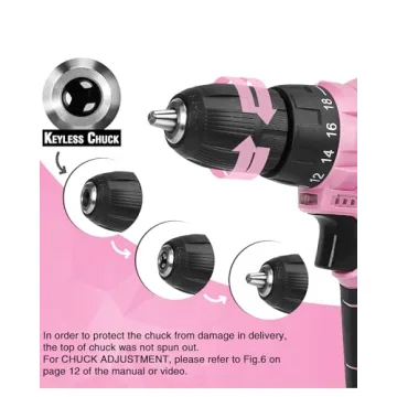 Stylish WORKPRO Pink Cordless Drill - Ideal Gift for Her