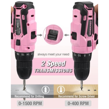 Stylish WORKPRO Pink Cordless Drill - Ideal Gift for Her