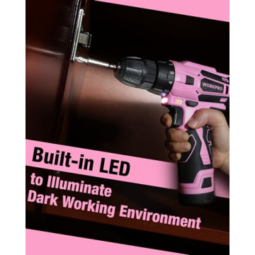 Stylish WORKPRO Pink Cordless Drill - Ideal Gift for Her