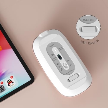 Uciefy Q5 Slim Rechargeable Wireless Mouse, 2.4G Portable Optical Silent Ultra Thin Wireless Computer Mouse with USB Receiver and Type C Adapter, Compatible with PC, Laptop, Desktop (Blackish Green)