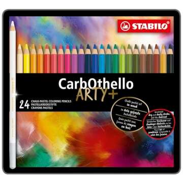 STABILO CarbOthello Metal Box of 24 Colours - Chalk-Pastel Coloured Pencil