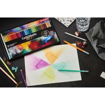 STABILO CarbOthello Metal Box of 24 Colours - Chalk-Pastel Coloured Pencil