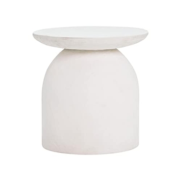 Aloe White Textured Concrete Indoor/Outdoor Round Side Table
