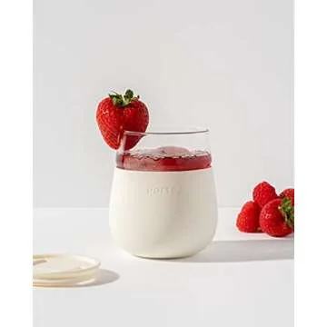W&P Porter Wine Cocktail Glass w/ Protective Silicone Sleeve | Cream 15 Ounces | On-the-Go | Reusabl...