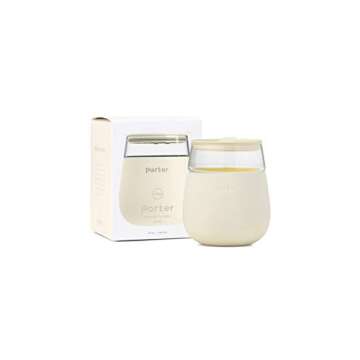 W&P Porter Wine Cocktail Glass w/ Protective Silicone Sleeve | Cream 15 Ounces | On-the-Go | Reusable | Portable | Dishwasher Safe