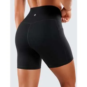 CRZ YOGA Women's Naked Feeling Biker Shorts 5'' - High Waisted Gym Wear with Pockets