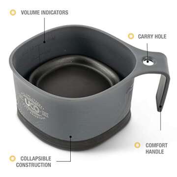 UCO Plastic Collapsible Cup for Camping, Backpacking, and Hiking, 12 Ounces, Grey