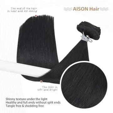 Aison Natural Black Clip In Hair Extensions 20 Inch 70G
