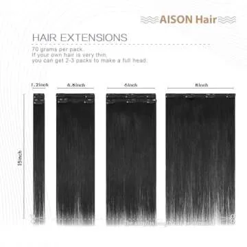 Aison Natural Black Clip In Hair Extensions 20 Inch 70G