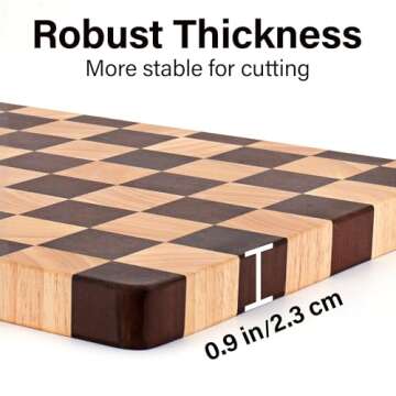 Wooden Cutting Board 15 x 10 in, Wood Checkerboard Chopping Board for Kitchen, Serving Tray Charcuterie Board for Meat, Fruit, Cheese, Bread