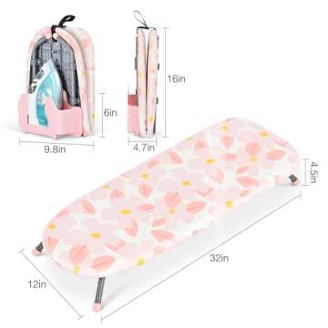 APEXCHASER Small Ironing Board with Iron Holder, Compact Ironing Board with Non-Slip Feet, Portable ...