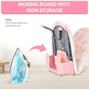 APEXCHASER Small Ironing Board with Iron Holder, Compact Ironing Board with Non-Slip Feet, Portable Tabletop Ironing Board with Cotton Cover for Small Spaces and Travel, Pink