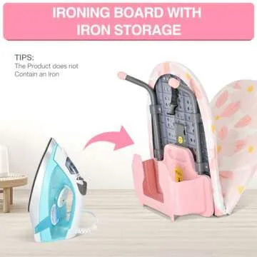 APEXCHASER Small Ironing Board with Iron Holder, Compact Ironing Board with Non-Slip Feet, Portable Tabletop Ironing Board with Cotton Cover for Small Spaces and Travel, Pink
