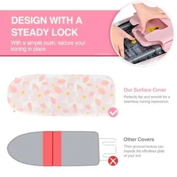 APEXCHASER Small Ironing Board with Iron Holder, Compact Ironing Board with Non-Slip Feet, Portable Tabletop Ironing Board with Cotton Cover for Small Spaces and Travel, Pink