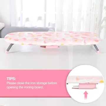 APEXCHASER Small Ironing Board with Iron Holder, Compact Ironing Board with Non-Slip Feet, Portable Tabletop Ironing Board with Cotton Cover for Small Spaces and Travel, Pink
