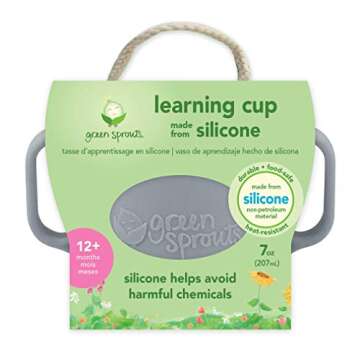 green sprouts Learning Cup | Silicone helps avoid harmful chemicals | Helps toddler develop independent drinking skills, 2 easy-grip handles, Heat-Resistant, Dishwasher Safe