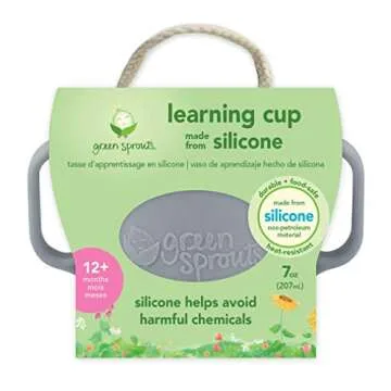 green sprouts Learning Cup | Silicone helps avoid harmful chemicals | Helps toddler develop independent drinking skills, 2 easy-grip handles, Heat-Resistant, Dishwasher Safe
