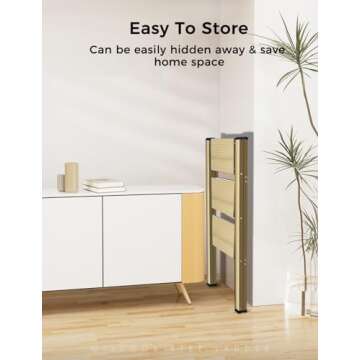 Miscoos 3 Step Ladder, Lightweight Portable Folding Step Stool with Anti-Slip Sturdy and Wide Pedal, 330lb Capacity, Perfect Multi-Use Aluminum Stepladder for Home Kitchen Office, Gold