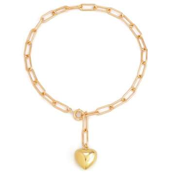 Stringex Gold Y-Shaped Heart Pendant Choker for Women Chunky Paper Clip Chain Love Lasso Necklace Y2k Heart Clavicle Necklace Aesthetic Jewelry Accessory (G)