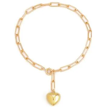 Stringex Gold Y-Shaped Heart Pendant Choker for Women Chunky Paper Clip Chain Love Lasso Necklace Y2k Heart Clavicle Necklace Aesthetic Jewelry Accessory (G)