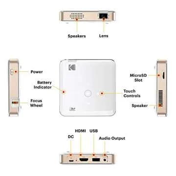 KODAK Luma 150 Pocket Projector | Portable Movie Projector w/Built-in Speaker for Home & Office Produces Images Up to 150” - Includes Soft Case