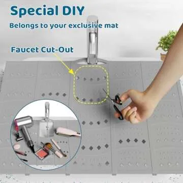 Johamoo Bathroom Sink Cover for Counter Space, Sink Mat Foldable Sink Cover, Silicone Makeup Organizer Mat Space Saver, Small Bathroom & Rv Camper Travel Must Haves Accessories, Grey