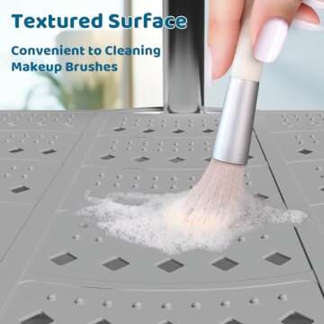 Johamoo Bathroom Sink Cover for Counter Space, Sink Mat Foldable Sink Cover, Silicone Makeup Organizer Mat Space Saver, Small Bathroom & Rv Camper Travel Must Haves Accessories, Grey