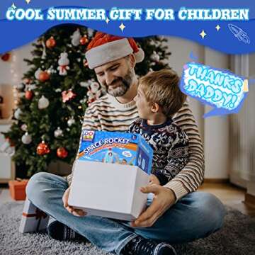 Outdoor Water Sprinkler for Kids & Toddlers - Rocket Design Water Powered Liftoff 9-16ft & Spin, Outside Kids Sprinkler for Yard Pool Garden - Summer Water Toys Birthday Gift