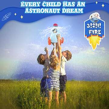 Outdoor Water Sprinkler for Kids & Toddlers - Rocket Design Water Powered Liftoff 9-16ft & Spin, Outside Kids Sprinkler for Yard Pool Garden - Summer Water Toys Birthday Gift