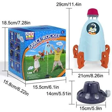 Outdoor Water Sprinkler for Kids & Toddlers - Rocket Design Water Powered Liftoff 9-16ft & Spin, Outside Kids Sprinkler for Yard Pool Garden - Summer Water Toys Birthday Gift