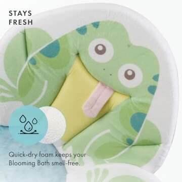 Blooming Bath Pond Pal Baby Bath Seat - Baby Tub Flower Bath Mat Baby Sink Bath Cushion - Soft Minky Fabric Baby Girl Newborn Essentials, Baby Registry Search - Baby Bathtub Pad (Frog)