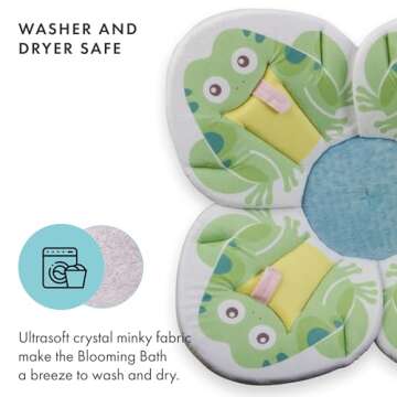 Blooming Bath Pond Pal Baby Bath Seat - Baby Tub Flower Bath Mat Baby Sink Bath Cushion - Soft Minky Fabric Baby Girl Newborn Essentials, Baby Registry Search - Baby Bathtub Pad (Frog)