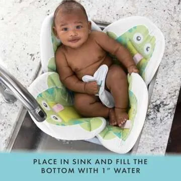 Blooming Bath Pond Pal Baby Bath Seat - Baby Tub Flower Bath Mat Baby Sink Bath Cushion - Soft Minky Fabric Baby Girl Newborn Essentials, Baby Registry Search - Baby Bathtub Pad (Frog)
