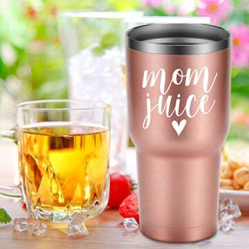 Gifts for Mom - Mom Juice - Funny Mom Gifts from Daughter, Son - Best Mom Birthday Gifts - Christmas Gift Ideas for Mom Friend, Wife, New Mom, Pregnant Mom, Mom to be - Coolife 30oz Wine Tumbler Mug