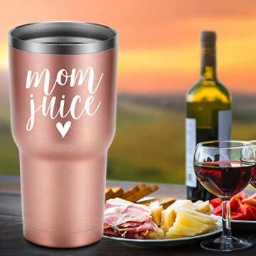 Gifts for Mom - Mom Juice - Funny Mom Gifts from Daughter, Son - Best Mom Birthday Gifts - Christmas Gift Ideas for Mom Friend, Wife, New Mom, Pregnant Mom, Mom to be - Coolife 30oz Wine Tumbler Mug
